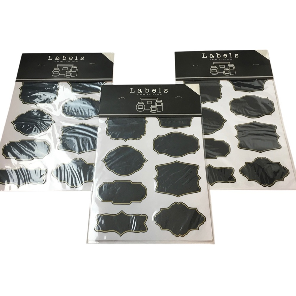 Jar Labels Chalkboard Style Black Organizing Labeling Pantry Crafts Gifts NWT
